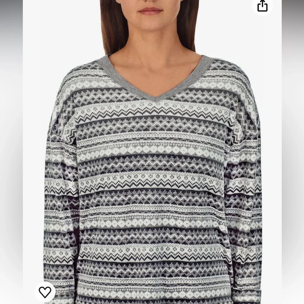 Nautica Ladies' 2-Piece Silky Stritch Fleece Sleepwear PJ Set Grey Size M - Picture 6 of 14